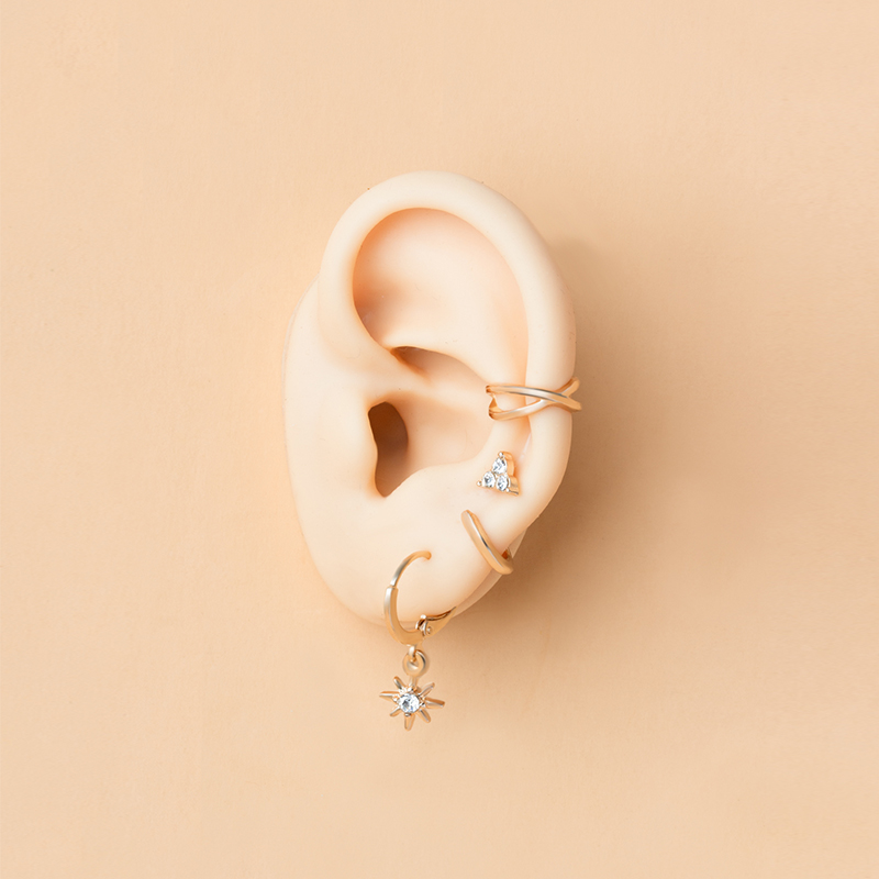 Fashion Gold Metal Diamond Geometric Earrings Set,Jewelry Sets