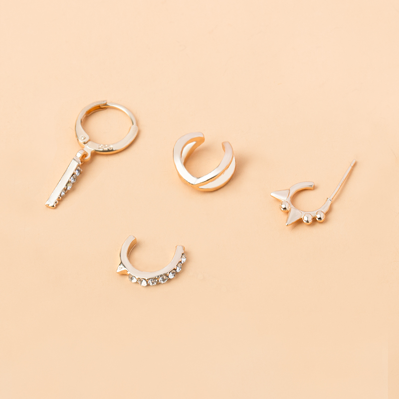 Fashion Gold Metal Diamond Geometric Earrings Set,Jewelry Sets