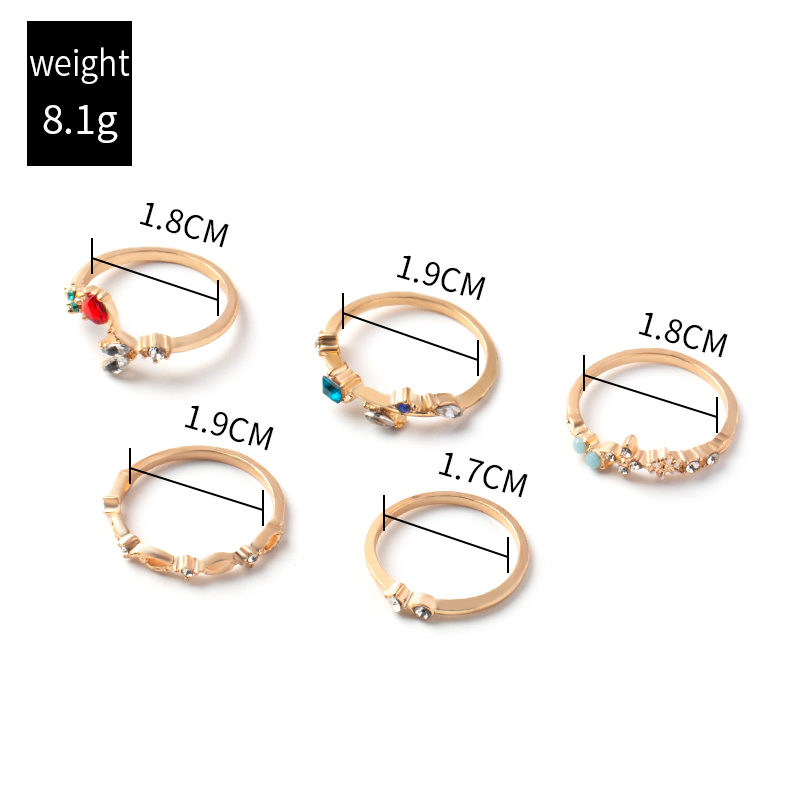 Fashion Gold Metal Diamond Geometric Ring Set,Jewelry Sets