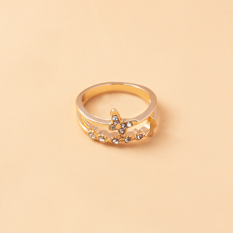 Fashion Gold Metal Diamond Glass Butterfly Ring,Fashion Rings