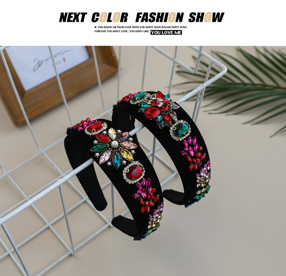 Fashion Color Fabric Alloy Diamond-studded Flower Headband,Head Band