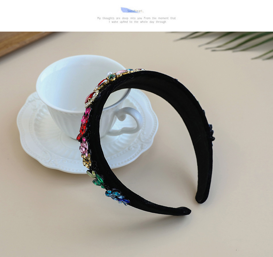 Fashion Color Fabric Alloy Diamond-studded Flower Headband,Head Band