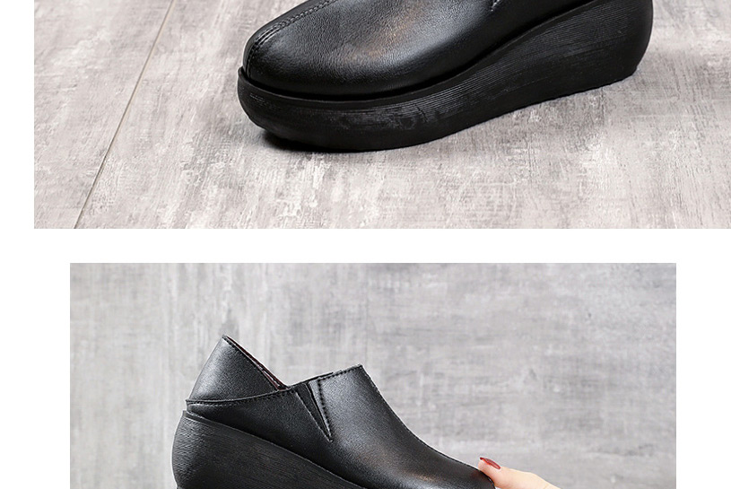 Fashion Black Platform Shoes With Platform Heels,Slippers