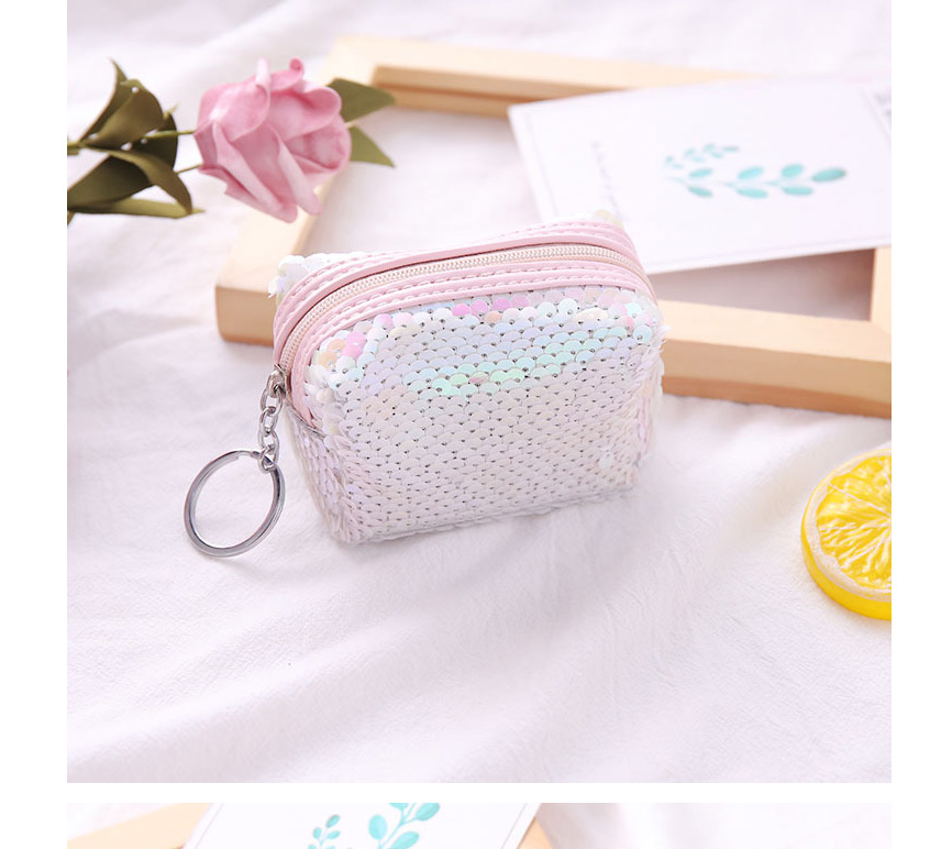 Fashion Gray Pure Color Sequins Pu Coin Zipper Storage Coin Purse,Wallet
