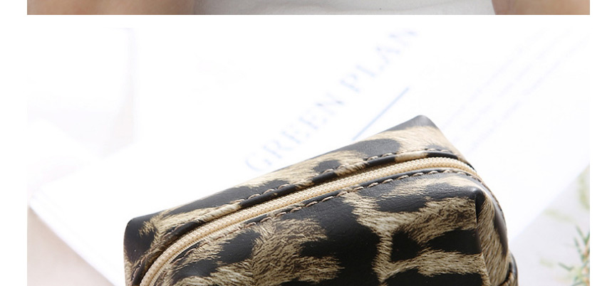 Fashion Grey Leopard Leopard Print Pu Storage Coin Zipper Coin Purse,Wallet