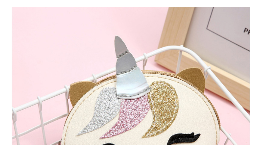 Fashion Pink Pu Unicorn Contrast Color Stitching Coin Purse,Wallet