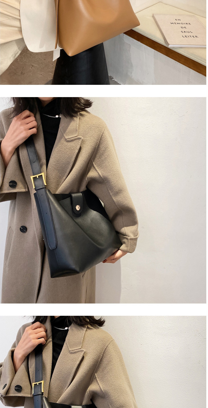Fashion Brown Lock Solid Color Crossbody Shoulder Bag,Messenger bags