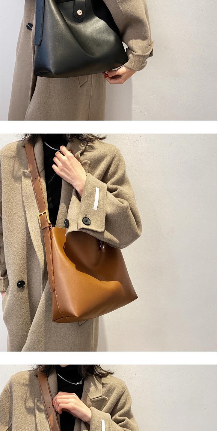 Fashion Khaki Lock Solid Color Crossbody Shoulder Bag,Messenger bags