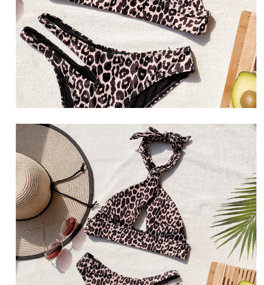 Fashion Black Leopard Print Cutout Bandage Split Swimsuit,Bikini Sets