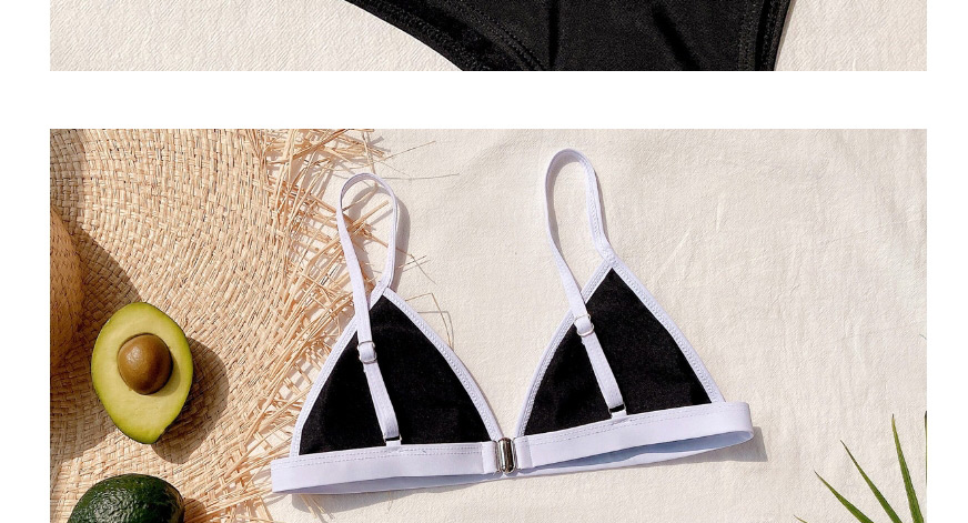 Fashion Black Contrasting High Waist Split Swimsuit,Bikini Sets