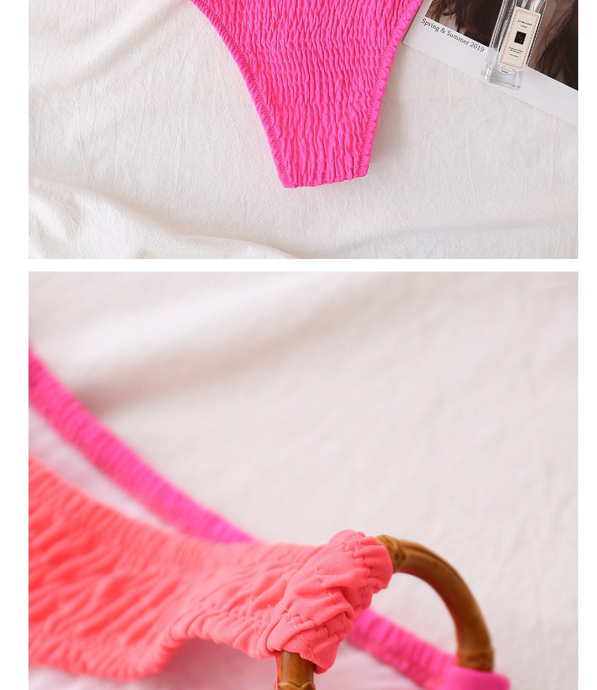 Fashion Pink High Waist Round Button Panel Split Swimsuit,Bikini Sets