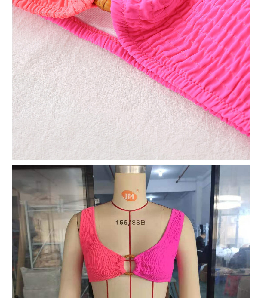 Fashion Pink High Waist Round Button Panel Split Swimsuit,Bikini Sets