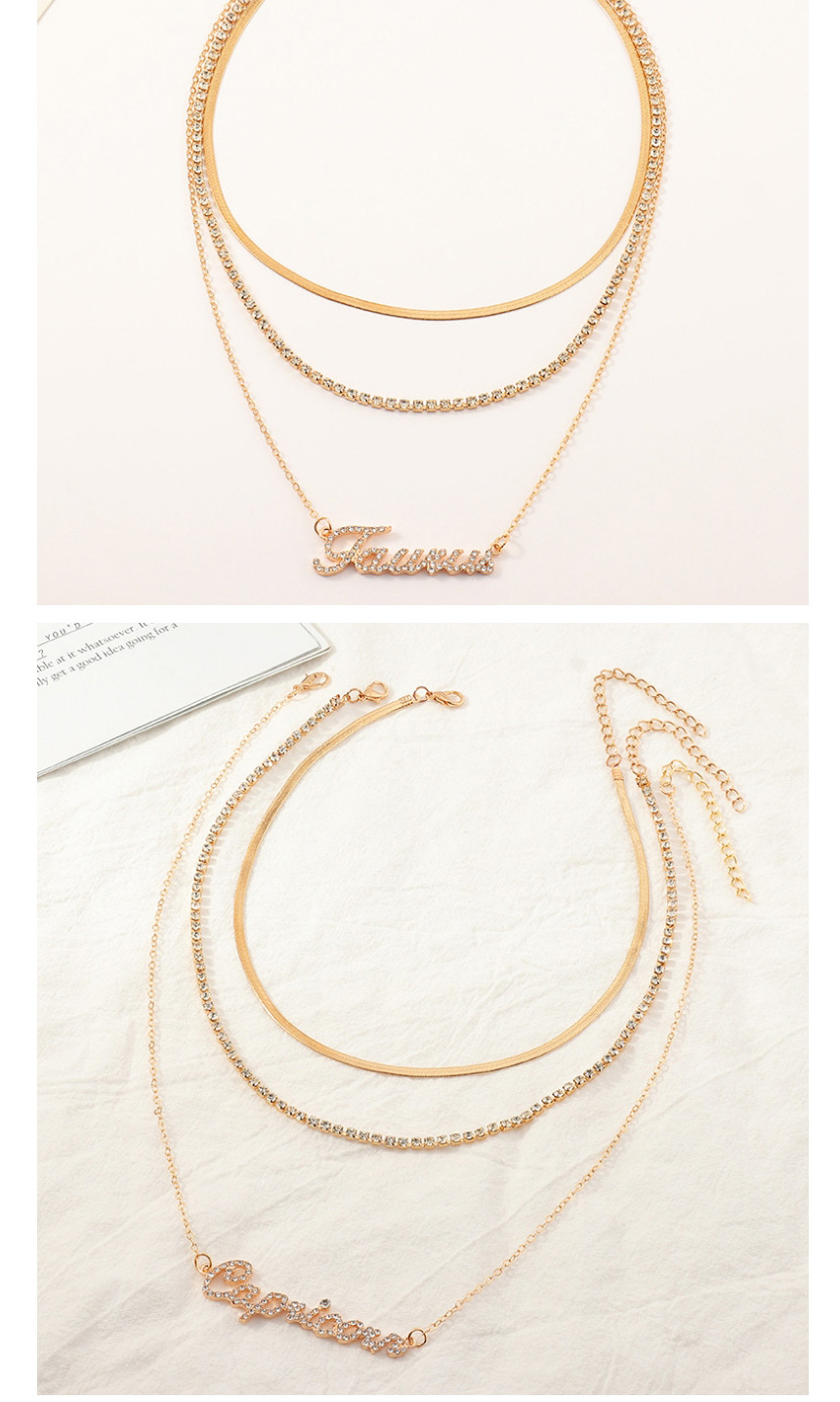 Fashion Leo Twelve Constellation Letters Multilayer Necklace With Diamonds,Pendants