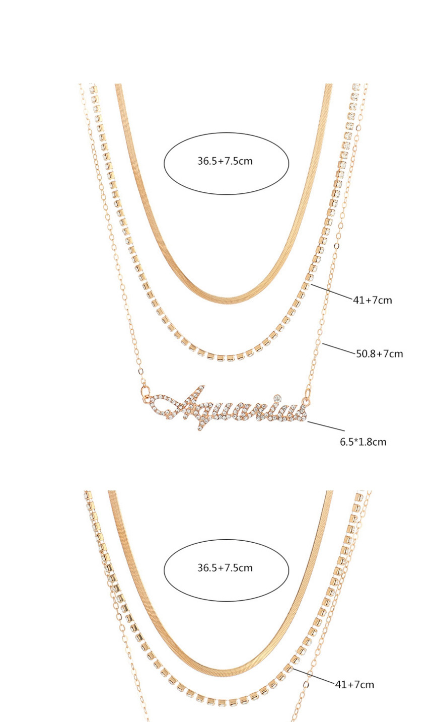 Fashion Pisces Twelve Constellation Letters Multilayer Necklace With Diamonds,Pendants