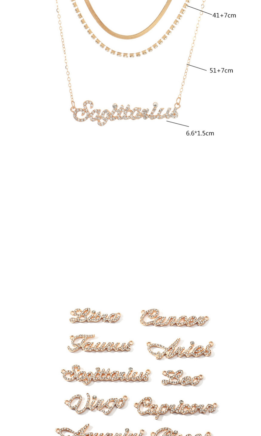 Fashion Sagittarius Twelve Constellation Letters Multilayer Necklace With Diamonds,Pendants