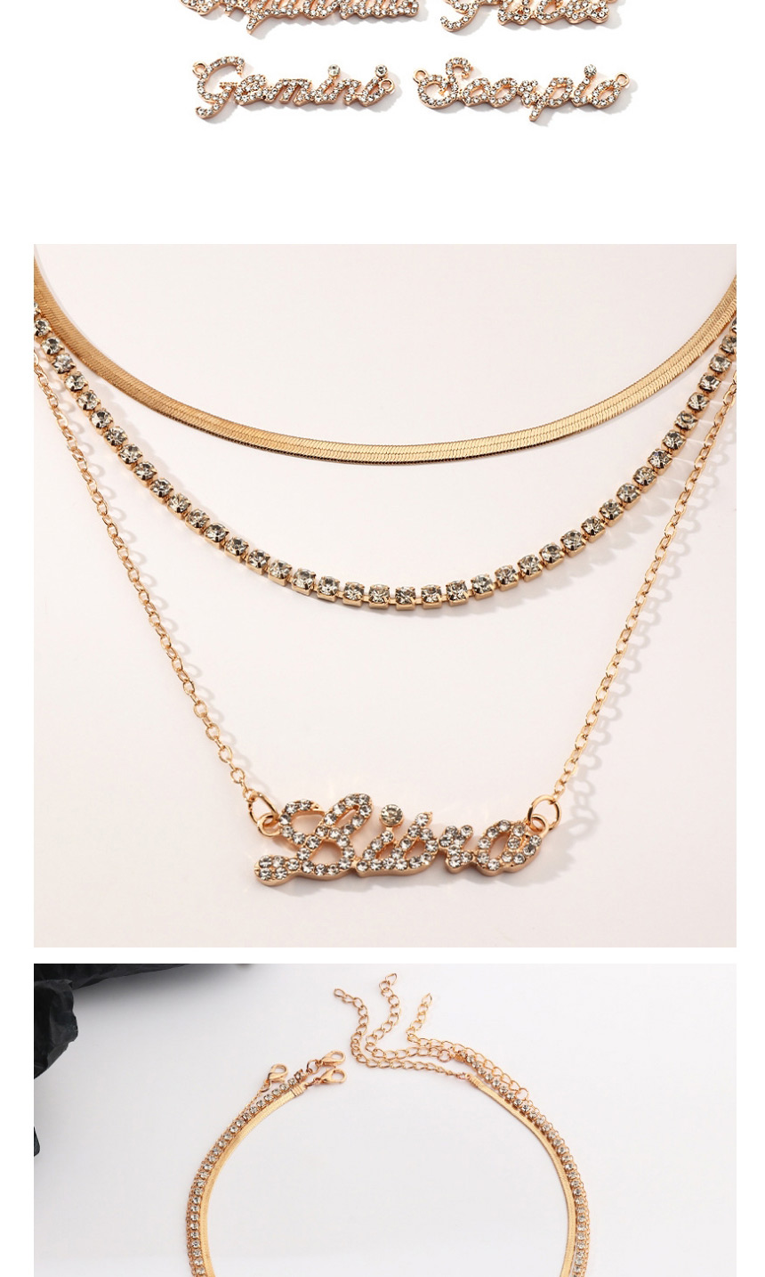 Fashion Aries Twelve Constellation Letters Multilayer Necklace With Diamonds,Pendants