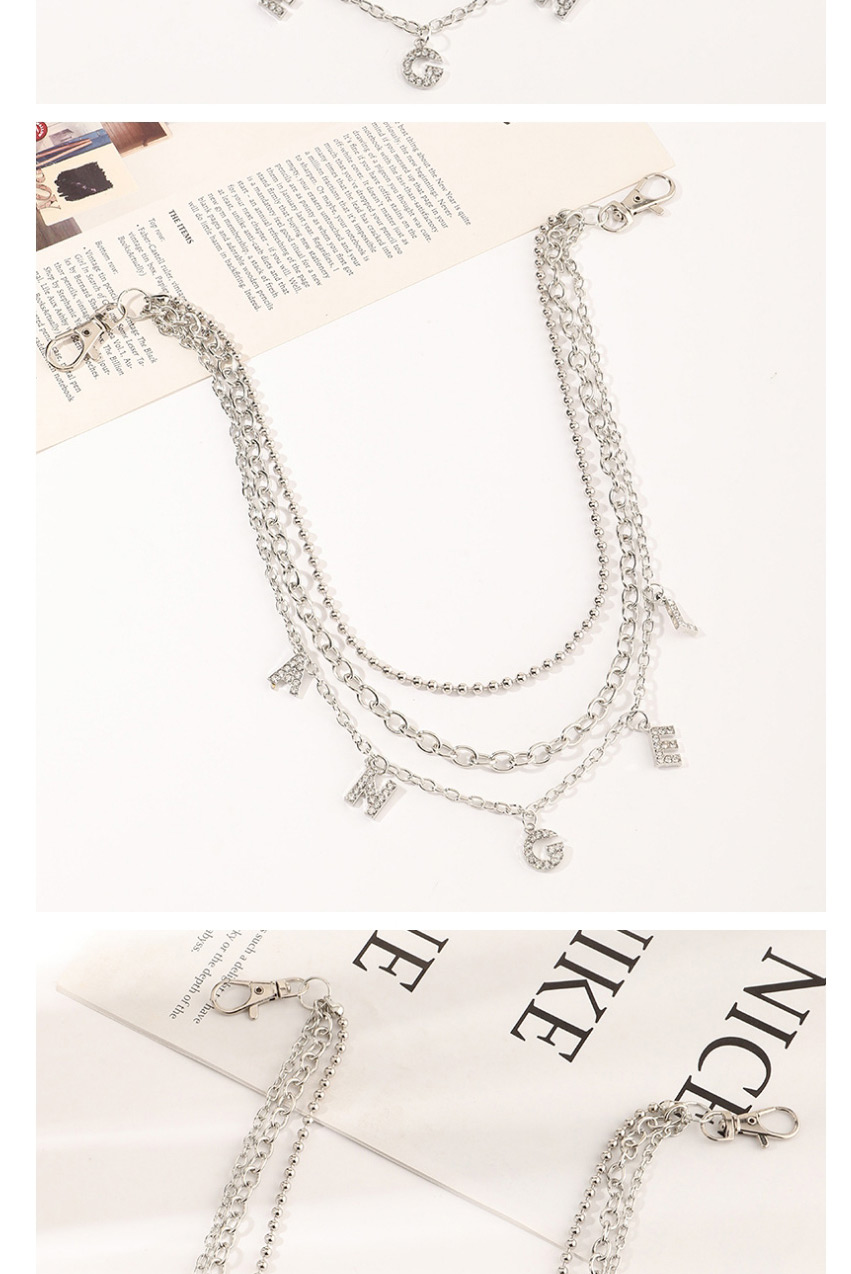 Fashion Butterfly Letter Diamond Pearl Resin Butterfly Alloy Multilayer Waist Chain,Waist Chain