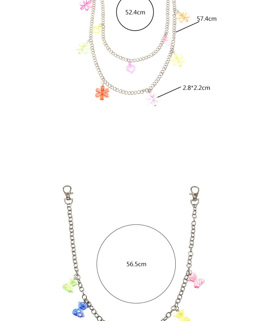 Fashion Unicorn Dice Flower Geometric Resin Pendant Alloy Multilayer Waist Chain,Waist Chain