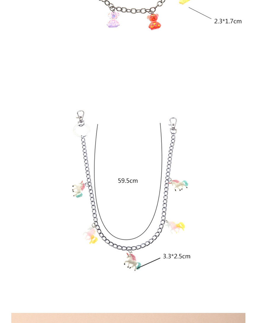 Fashion Bear Dice Flower Geometric Resin Pendant Alloy Multilayer Waist Chain,Waist Chain