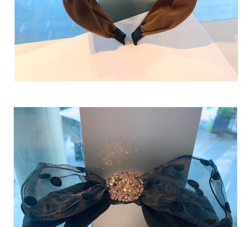 Fashion Black Organza Polka Dot Printed Large Bowknot Wide Double Layer Headband Hair Rope,Head Band