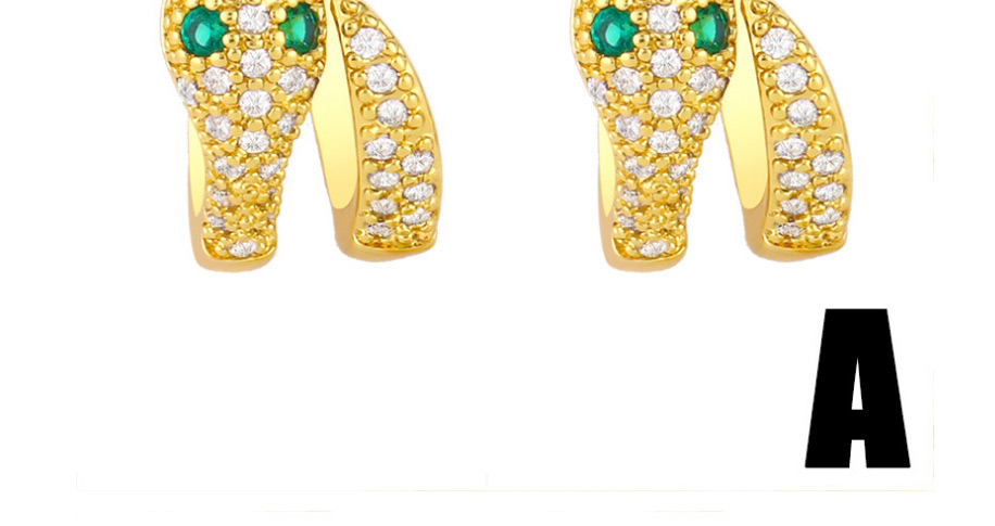 Fashion Golden B Snake-shaped Copper Inlaid Zircon Without Pierced Ear Bone Clip,Earrings