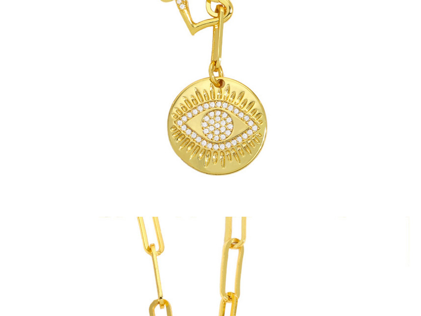 Fashion Moon Pendant Love Heart Diamond-set Copper Gilded Round Necklace,Necklaces