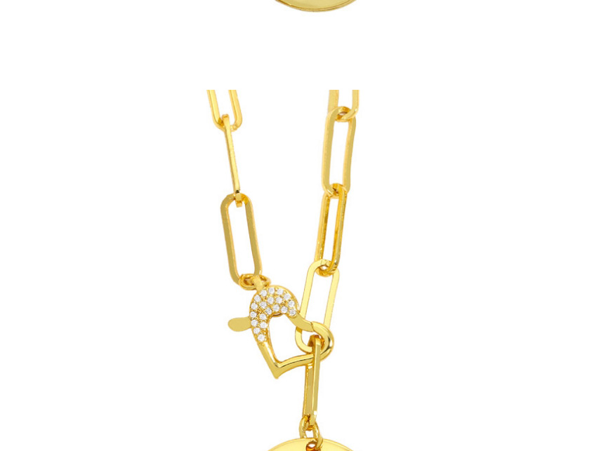 Fashion Eye Pendant Love Heart Diamond-set Copper Gilded Round Necklace,Necklaces