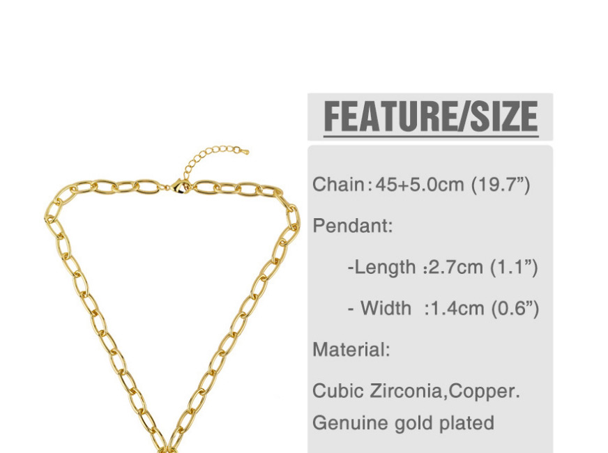 Fashion Golden D Lock Copper Gold Plated Thick Chain Pendant Necklace,Necklaces