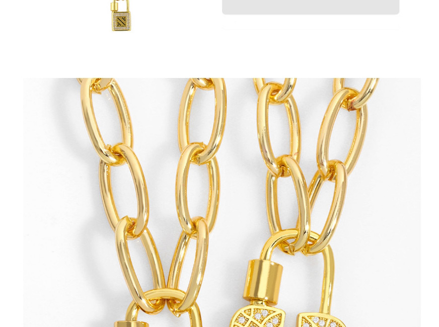 Fashion Golden C Lock Copper Gold Plated Thick Chain Pendant Necklace,Necklaces