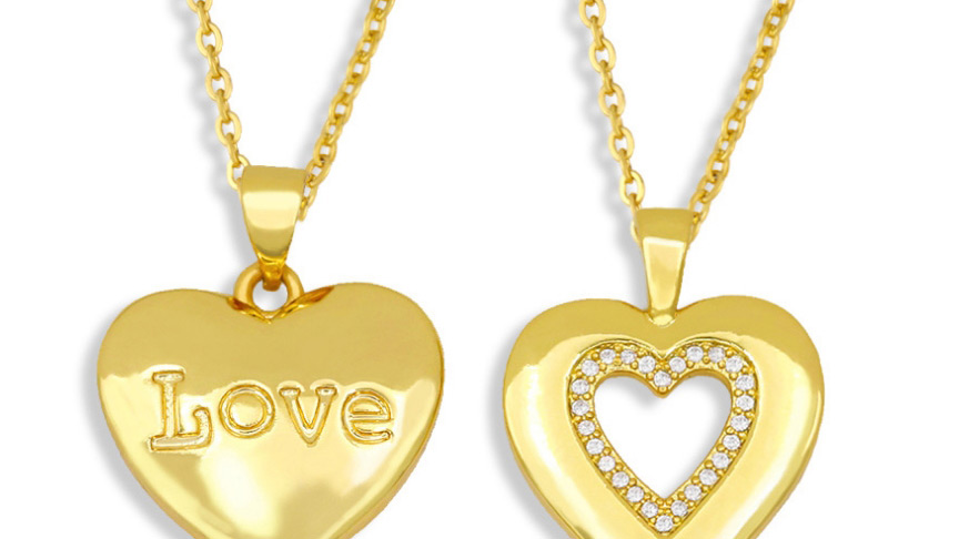 Fashion Letter Diamond Love Heart Titanium Steel Letter Necklace,Necklaces