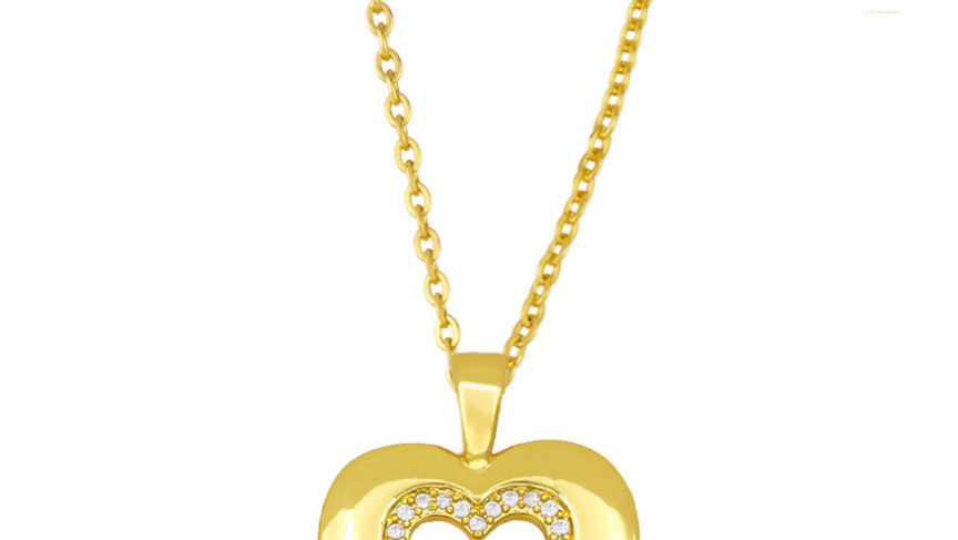 Fashion Love Diamond Love Heart Titanium Steel Letter Necklace,Necklaces