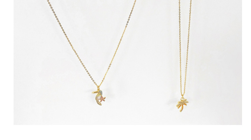 Fashion Coconut Tree Coconut Flower Toucan Necklace With Diamonds And Gold-plated Copper,Necklaces