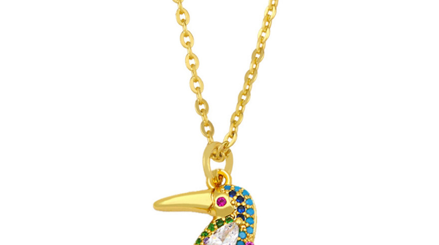 Fashion Parrot Coconut Flower Toucan Necklace With Diamonds And Gold-plated Copper,Necklaces
