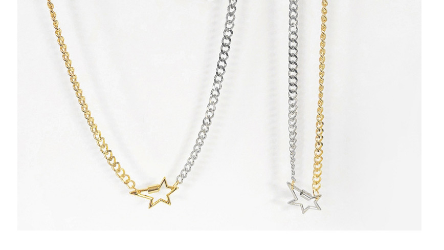Fashion Golden Cuban Chain Irregular Five-pointed Star Pendant Necklace,Necklaces