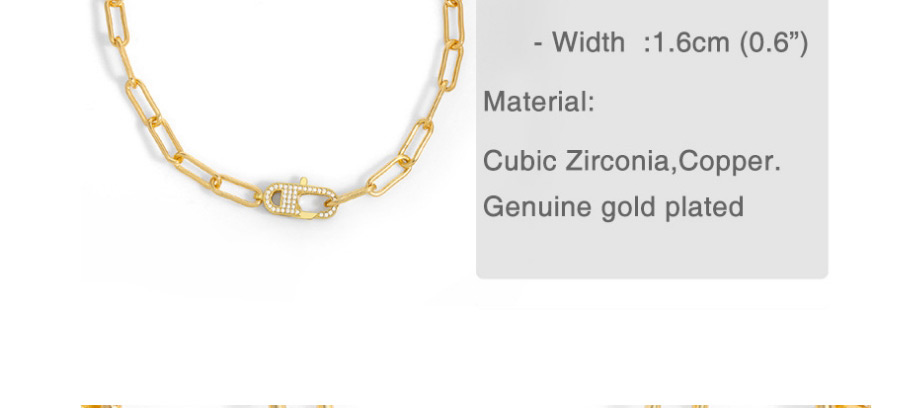 Fashion Golden B Micro-inlaid Zircon Thick Chain Keychain Necklace,Necklaces