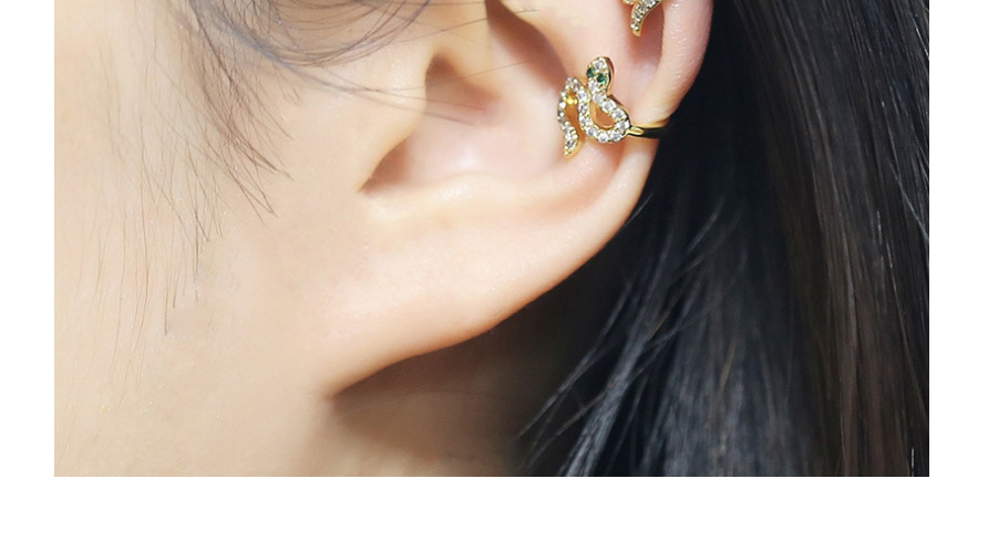 Fashion Golden B Snake-shaped Diamond Earrings Without Pierced Ears,Earrings