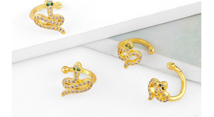 Fashion Golden B Snake-shaped Diamond Earrings Without Pierced Ears,Earrings