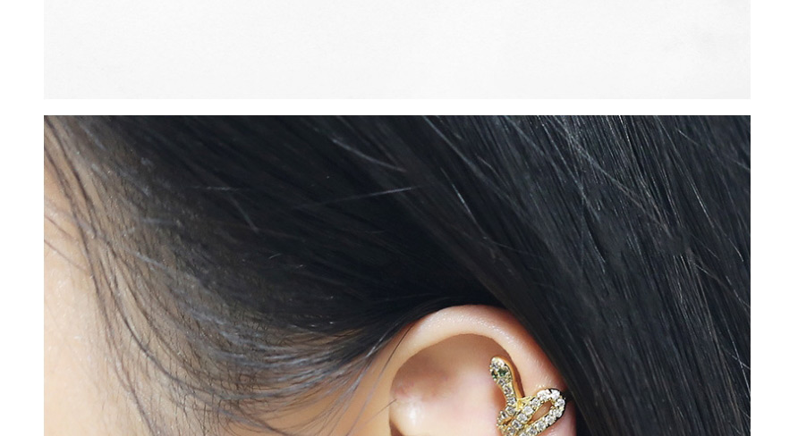 Fashion Golden A Snake-shaped Diamond Earrings Without Pierced Ears,Earrings