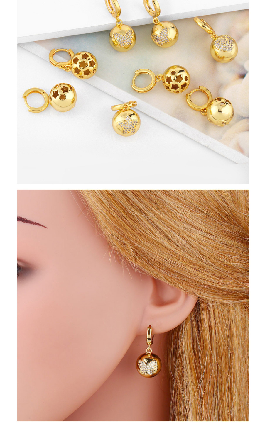 Fashion Butterfly Stars Moon Balls Diamonds Butterfly Love Heart Geometric Earrings,Earrings