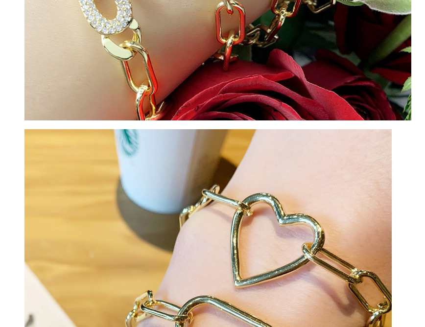 Fashion Five-pointed Star Thick Chain Love Geometric Copper Gilded Bracelet,Bracelets