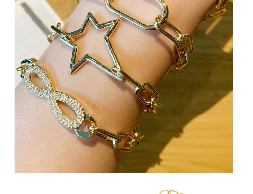 Fashion Five-pointed Star Thick Chain Love Geometric Copper Gilded Bracelet,Bracelets