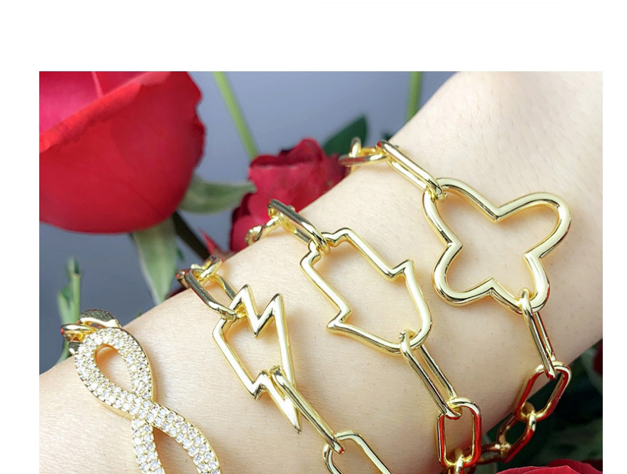 Fashion Cross Butterfly Diamond Lightning Gold Plated Geometric Bracelet,Bracelets