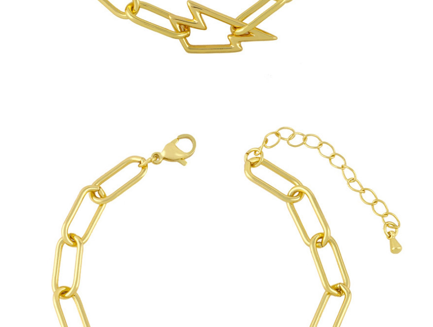 Fashion Butterfly Butterfly Diamond Lightning Copper Gold Plated Geometric Bracelet,Bracelets