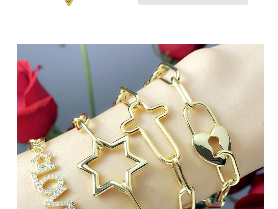 Fashion Hexagonal Diamond Letter Pentagram Cross Bracelet,Bracelets