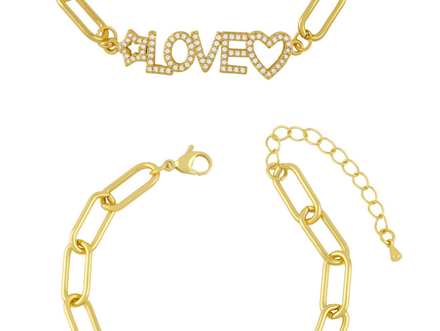 Fashion Love Diamond Letter Pentagram Cross Bracelet,Bracelets