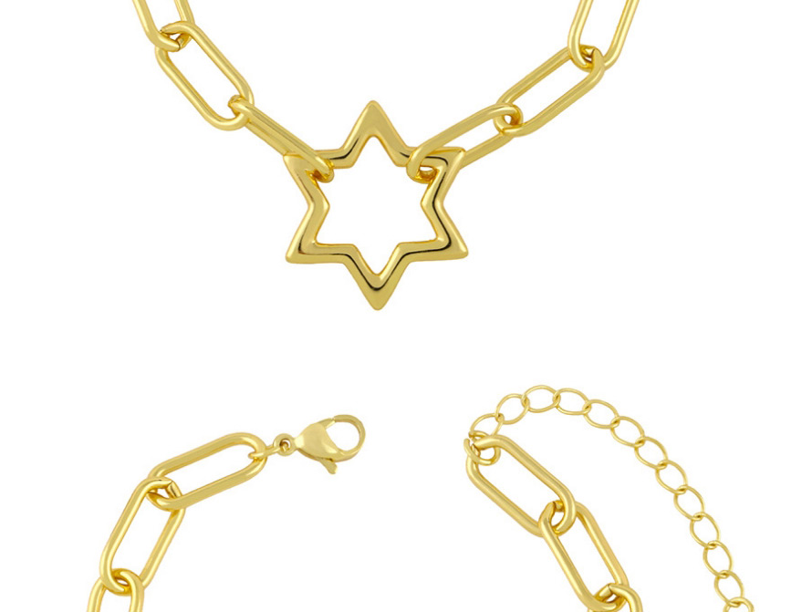 Fashion Letter Diamond Letter Pentagram Cross Bracelet,Bracelets