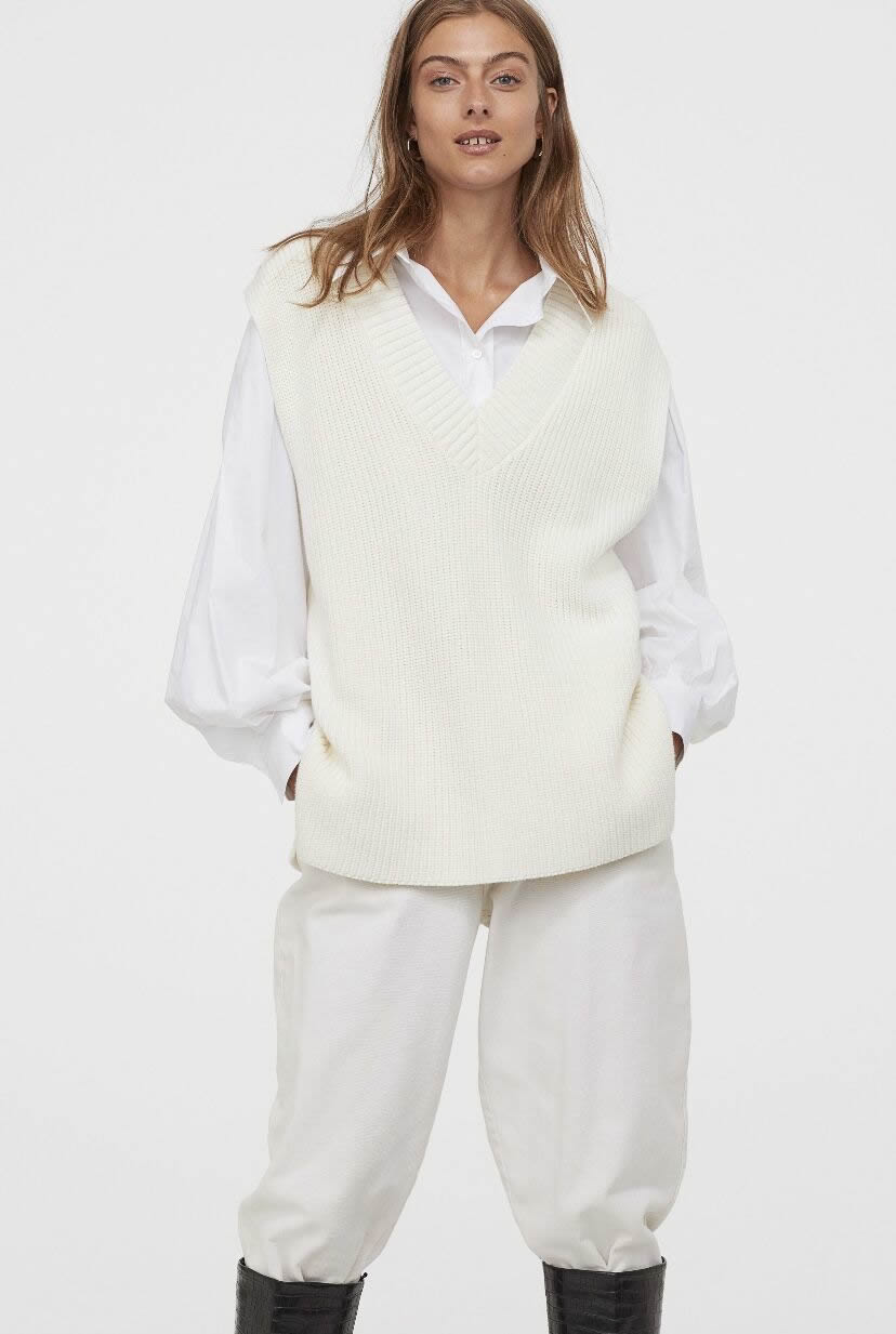 Fashion Black V-neck Solid Color Wool Knit Vest,Sweater