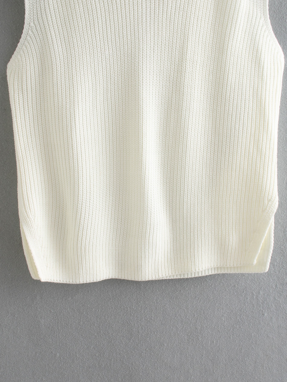 Fashion White V-neck Solid Color Wool Knit Vest,Sweater
