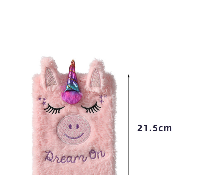 Fashion Pink Sharp-horned Unicorn Childrens Plush Hand Ledger,Notebook/Agenda