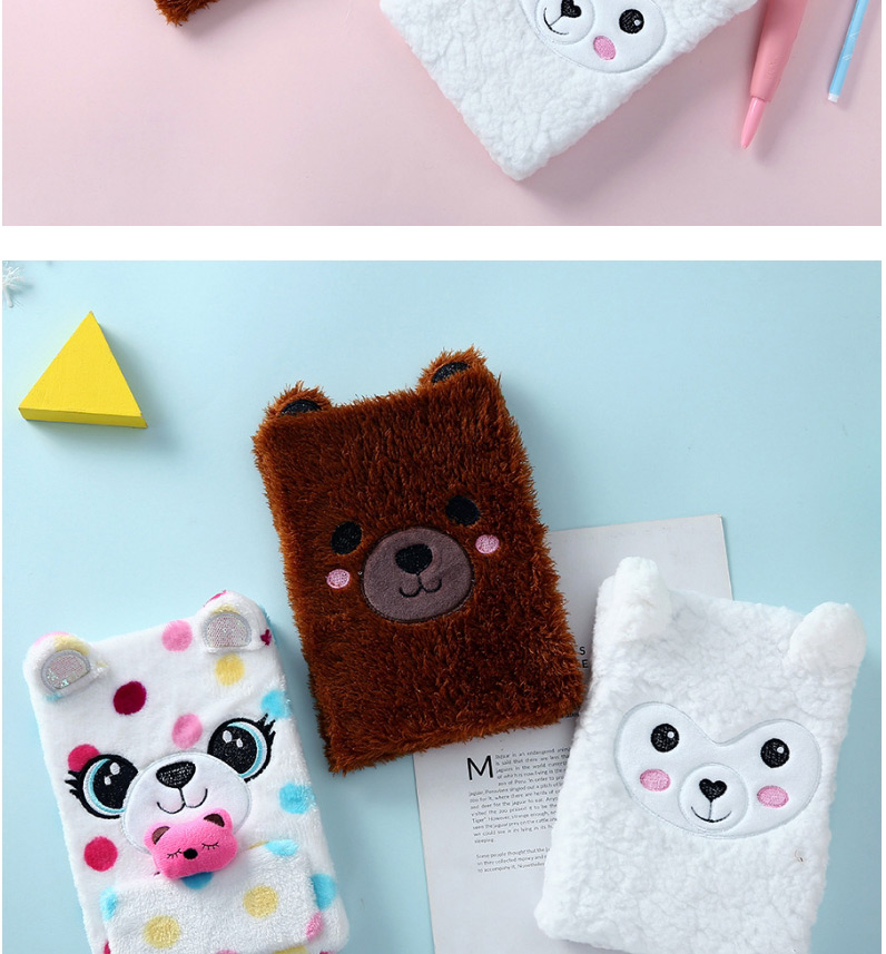 Fashion White Alpaca Alpaca Print Embroidery Childrens Plush Diary,Notebook/Agenda
